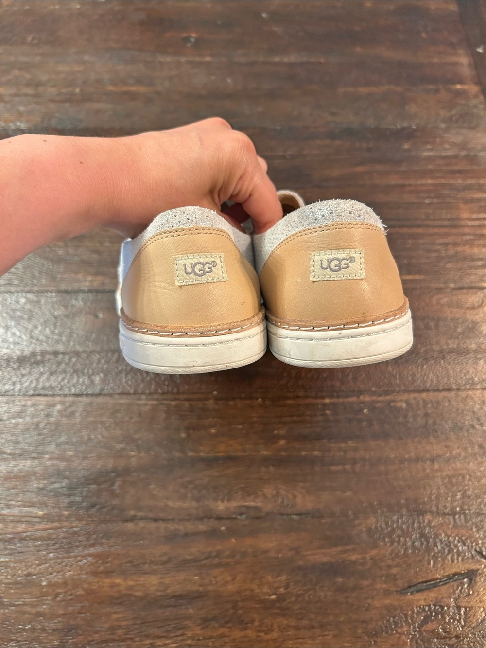 UGG Adley Perforated Stardust Slip-On Sneakers in Light Gray/Tan - Picture 3 of 6